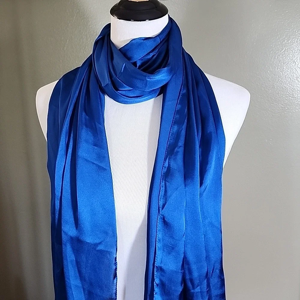 Beautiful Blue Scarf‎ Satin Feel